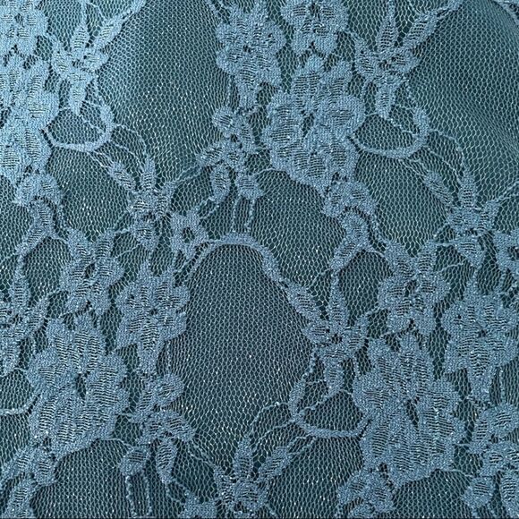 𝅺mudd Women's Lace Overlay Racerback Style Tank‎ Top-Turquoise Blue - Picture 3 of 6